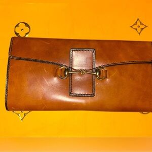 Brown Leather horse bit like Gucci wallet